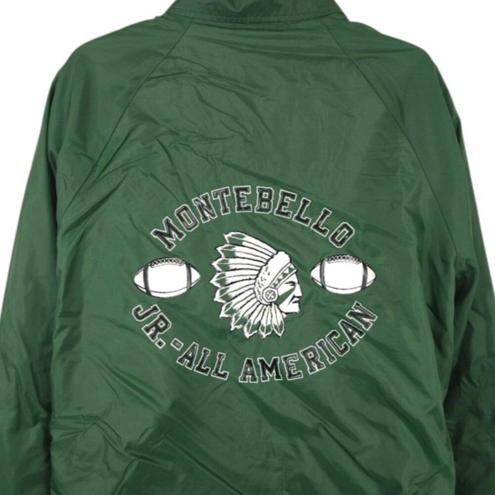 Vintage Montebello Indians Football Jacket Mens Size 2XL Green 90s Made In USA